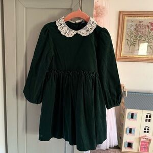 Ralph Lauren Dark Green Kids Dress with White Collar